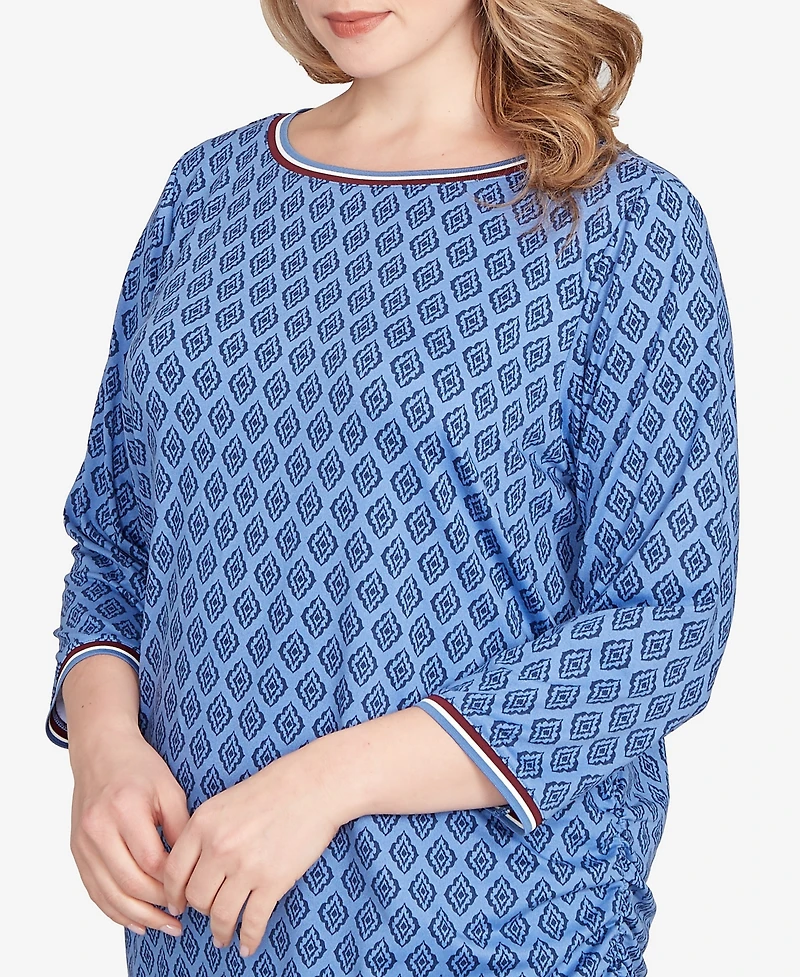 Ruby Rd. Plus Stripe Tipped Monotone Textured Top