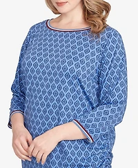 Ruby Rd. Plus Stripe Tipped Monotone Textured Top