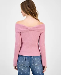Hooked Up by Iot Juniors' Off-The-Shoulder Sweater