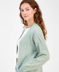 Hippie Rose Juniors' Open-Front Long-Sleeve Midi Cardigan