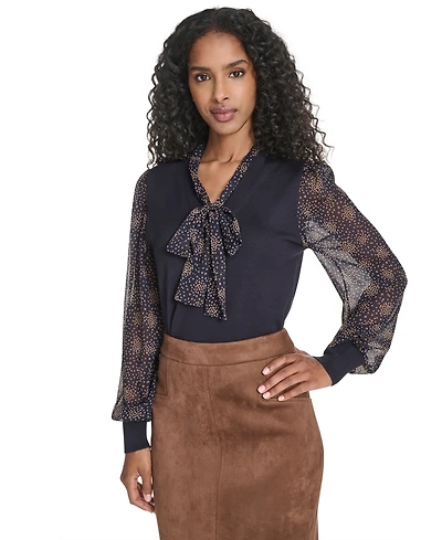 Tommy Hilfiger Women's Mixed Media Posy V-Neck Sweater