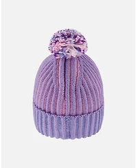 Deux par Girl Lined Knit Pompom Hat Blue, Purple and Pink - Toddler|Child