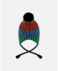 Deux par Boy Lined Peruvian Knit Winter Hat with Pompom Multicolor - Toddler|Child