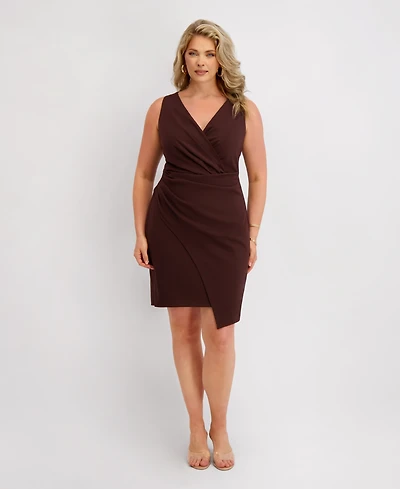 Siena Plus Origami-Pleat Asymmetric-Hem Dress