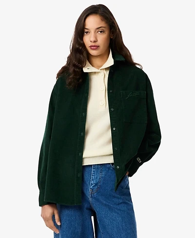 Lacoste Usa Women's Corduroy Button Up Top