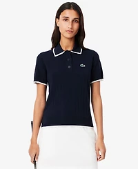 Lacoste Usa Women's Trimmed Short-Sleeve Polo Sweater