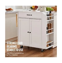 Slickblue Mobile Kitchen Island with Charging Station, Storage Cabinet, and Locking Wheels