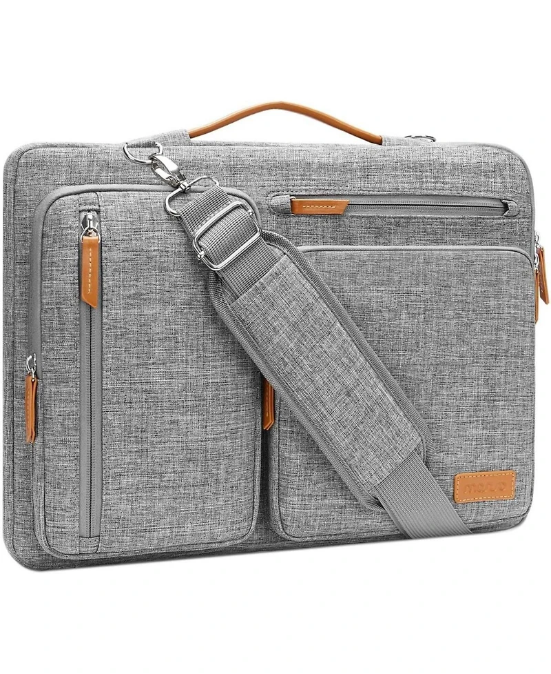 Laptop Shoulder Bag,15-15.6"Computer Bags Compatible with MacBook Pro 16", Hp, Dell, Lenovo,Side Open Messenger Bag with 4 Zipper Pockets, Gray