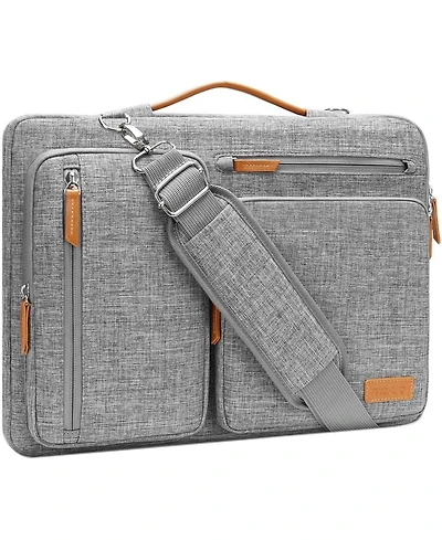 Laptop Shoulder Bag,15-15.6"Computer Bags Compatible with MacBook Pro 16", Hp, Dell, Lenovo,Side Open Messenger Bag with 4 Zipper Pockets, Gray