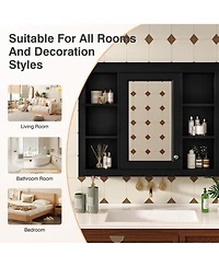 Casainc 35" x 27.5" Wall Mounted Bathroom Medicine Cabinet with Mirror and 6 Open Shelves (No Vanity)