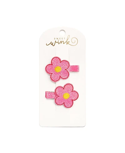Sweet Wink Girls Pink Daisy Clip Set