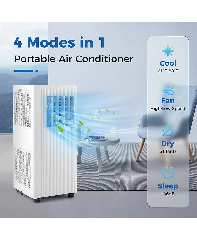 Gymax 10000 Btu 4-in-1 Portable Air Conditioner Standing Air Cooler w/ Fan & Dehumidifier
