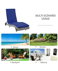 Flynama Chaise Lounge Pool Chair, Outdoor Pe Rattan Cushioned Patio Sun Lounger w/ 5-Level Adjustable Backrest & Wheels for Easy Movement, Wicker