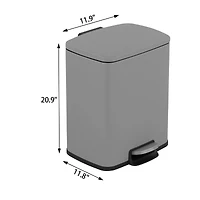 Mega Casa Gal./ Liter Rectangular Stainless-Steel-Made Matt Step-on Trash Can for kitchen