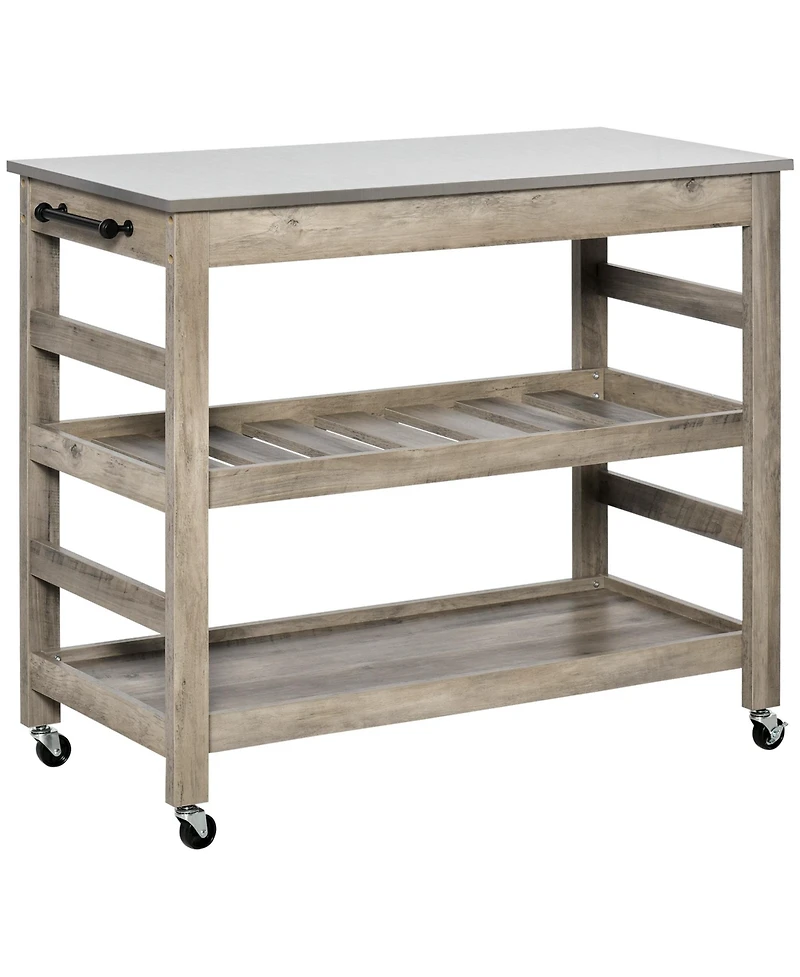 Halifax North America Gray Kitchen Helper: Rolling Cart with Stainless Steel Countertop
