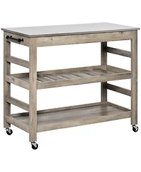 Halifax North America Gray Kitchen Helper: Rolling Cart with Stainless Steel Countertop