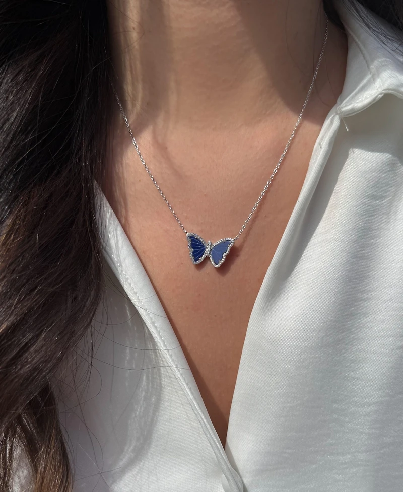 Kamaria Butterfly Necklace with Blue Lapis in 14k Gold Plated Sterling Silver