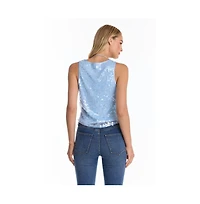 The Noli Shop Women's Sophia Sequin Tank - Capri Blue