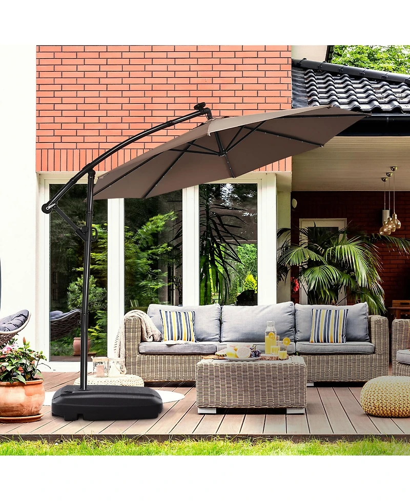 Gymax 60L Patio Cantilever Offset Umbrella Base Portable Base Weight w/ Wheels