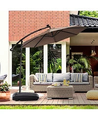 Gymax 60L Patio Cantilever Offset Umbrella Base Portable Base Weight w/ Wheels