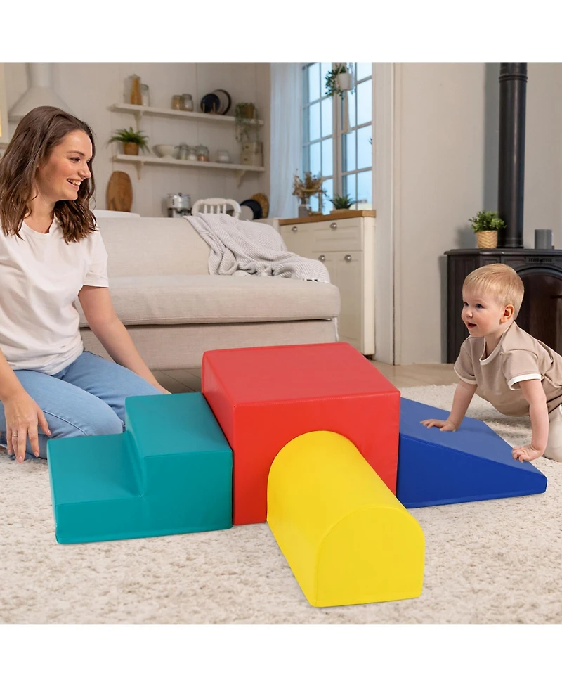 Gymax Toddler Climb & Crawl Activity Playset Blocks w/ Waterproof Pu Cover Epe Foam Multi-color