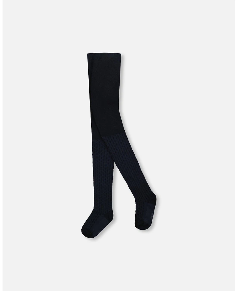 Deux par Girl Knit Tights Navy Blue - Toddler|Child