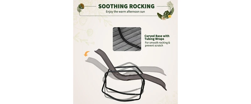 Foldable Rocking Sun Lounger Chaise with 352LB Capacity