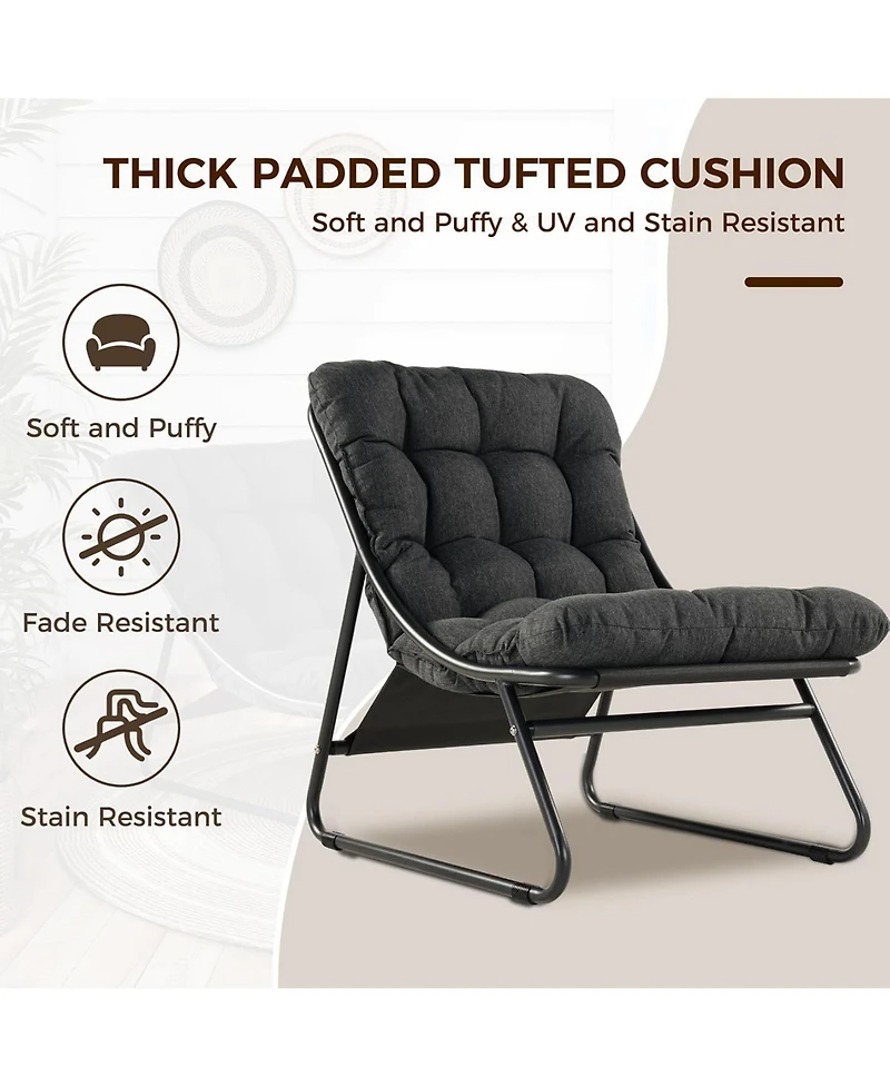 Mondawe 2-Piece All-Iron Removable Lounge Chair Set With Cushions & Footrest,Breathable Mesh Chair
