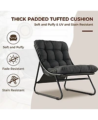 Mondawe 2-Piece All-Iron Removable Lounge Chair Set With Cushions & Footrest,Breathable Mesh Chair