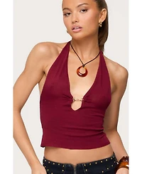 Edikted Women's Missie Knitted Plunge Neck Halter Top