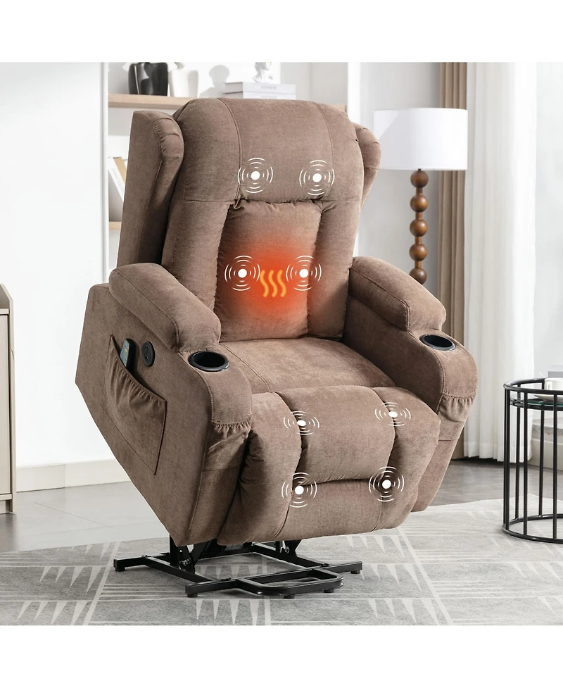 Power Lift Recliner Chair Recliners for Elderly with Heat and Massage Recliner Chair for Living Room with Infinite Position and Side Pocket,Usb Charge