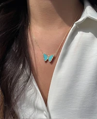 Kamaria Butterfly Necklace with Turquoise 14k Gold Plated Sterling Silver