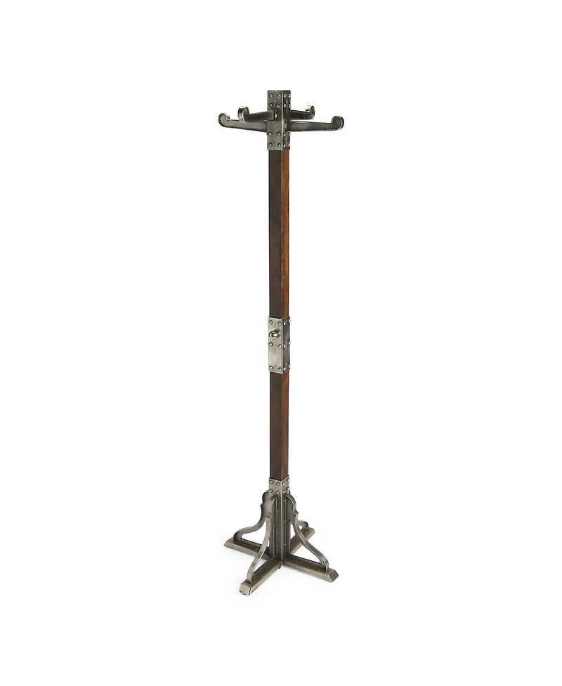 Slickblue Industrial Vintage Style Coat Rack with Metal Frame and Wood Accents for Entryway