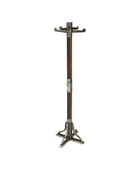 Slickblue Industrial Vintage Style Coat Rack with Metal Frame and Wood Accents for Entryway