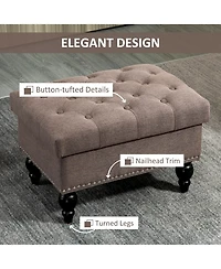 Homcom 25" Button-Tufted Storage Ottoman with Removable Lid