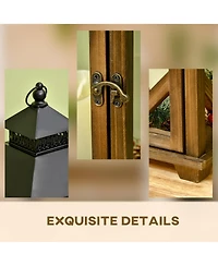 Homcom 2 Pack 31"/21" Lantern Decorative, Wooden Cove Outdoor Lantern