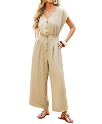 Cupshe Women's Elegant Button-Down Wide Leg Jumpsuit