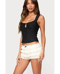 Edikted Women's Leya Textured Keyhole Top