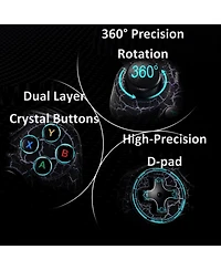 Nbcp Light-Up Wireless Controller for Pc, Black Crack Design with Rgb Led Lights, Turbo Function, Compatible with Windows & Steam