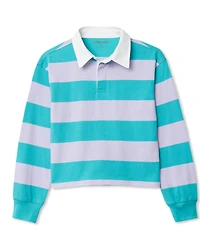 Lands' End Girls Long Sleeve Stripe Rugby Shirt