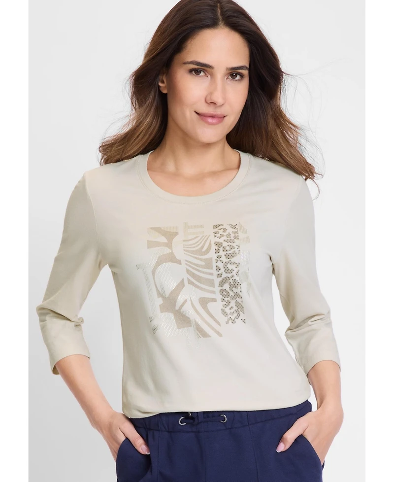 Olsen Embellished Placement Print T-Shirt