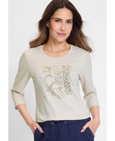 Olsen Embellished Placement Print T-Shirt