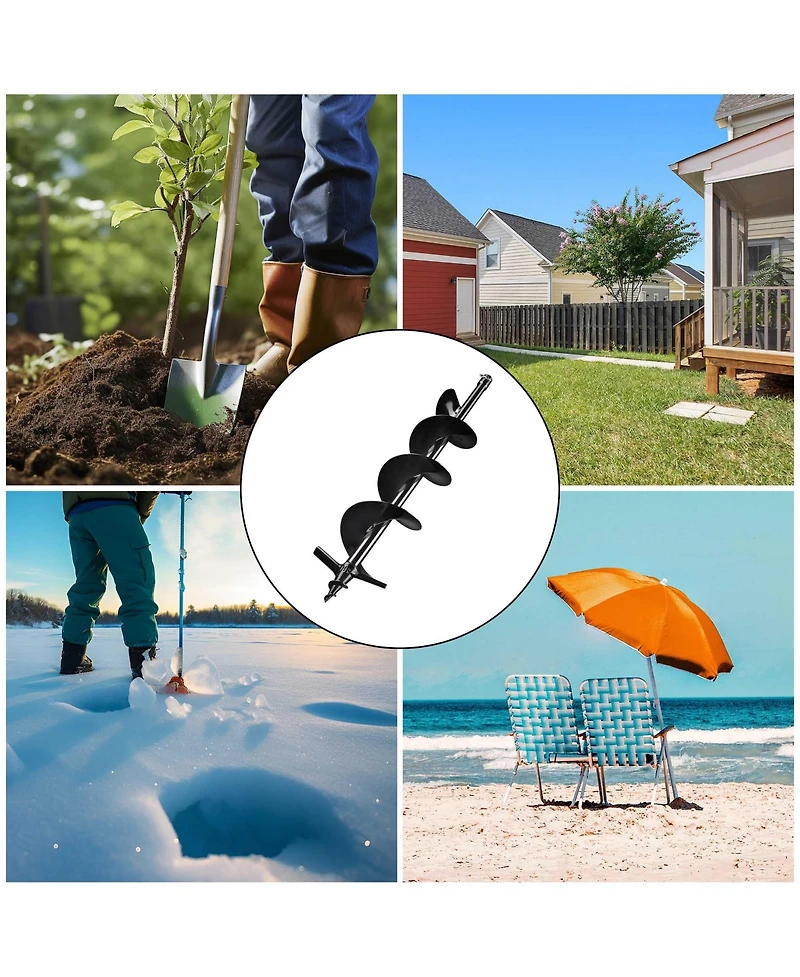 Yescom 6" Earth Auger Drill Bit Bulb Planter Tool for Planting Flower Fence Post Umbrella Hole Digger Gardening Project