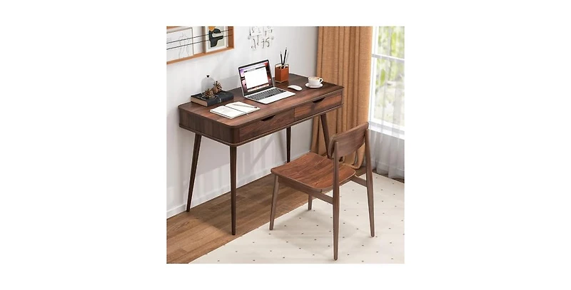 Mecale 43.5 Inch Computer Desk with 2 Drawers for Small Spaces