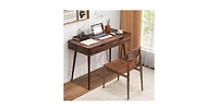 Mecale 43.5 Inch Computer Desk with 2 Drawers for Small Spaces