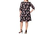 Kiyonna Plus Manhattan Shift Dress with Tie Sleeves