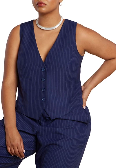 Eloquii Women's Plus Pinstripe Suit Vest
