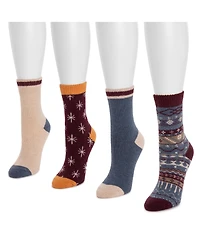 Muk Luks Women's 4 Pack Holiday Boot Socks