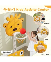 Gymax Toddler Basketball Hoop 4-in-1 Indoor/Outdoor Activity Center Sports Gift