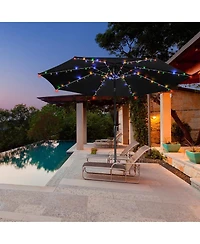 Yescom Patio Umbrella Solar String Light with Remote Control Timer Fit 8-Rib 8/9/10 Ft Outdoor Shade 128 Rgb Led 8 Mode